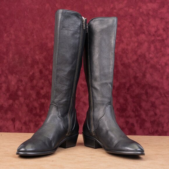 Frye Wmn Carson Piping Tall Western Cowboy Black Leather Fashion Knee Boots 8.5 - Picture 3 of 10